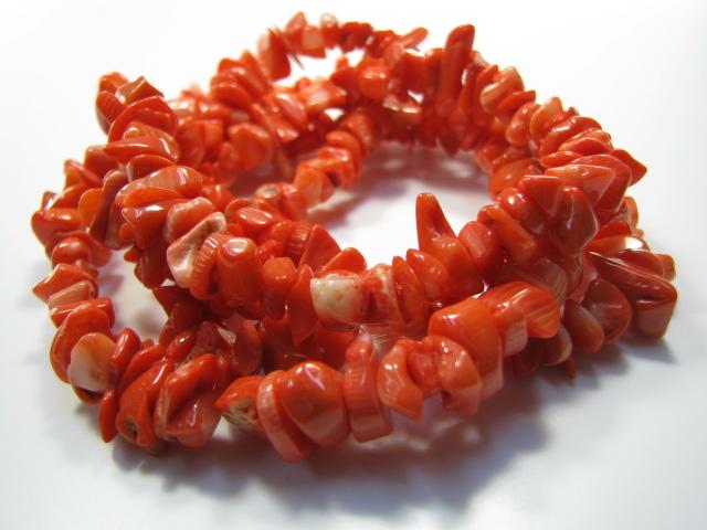 オレンジ珊瑚(大粒：加工色：長さ約90cm) – 天然石素材屋